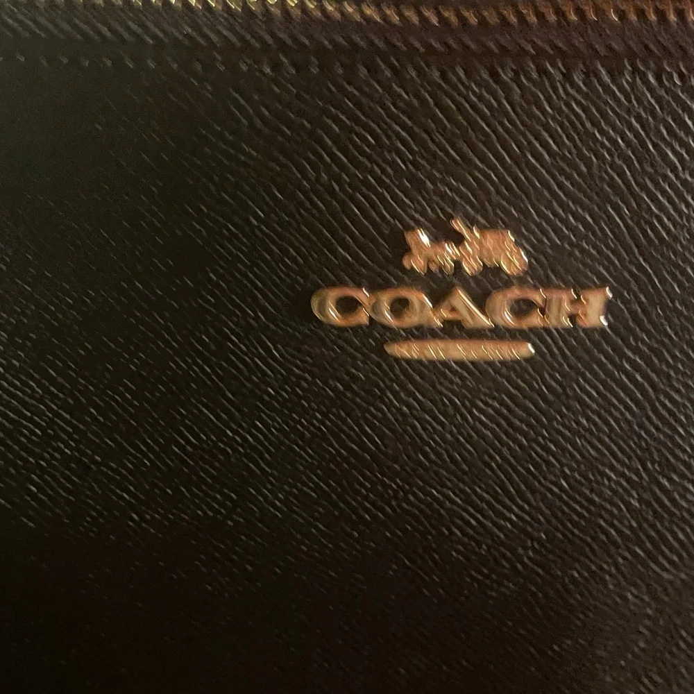 Coach Black Leather Tote with Gold-Tone Hardware - Picture 12 of 16